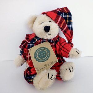 Boyds Bear Bianca T Witebred Red Plaid Pajamas and Stocking Cap 8" Plush Bear